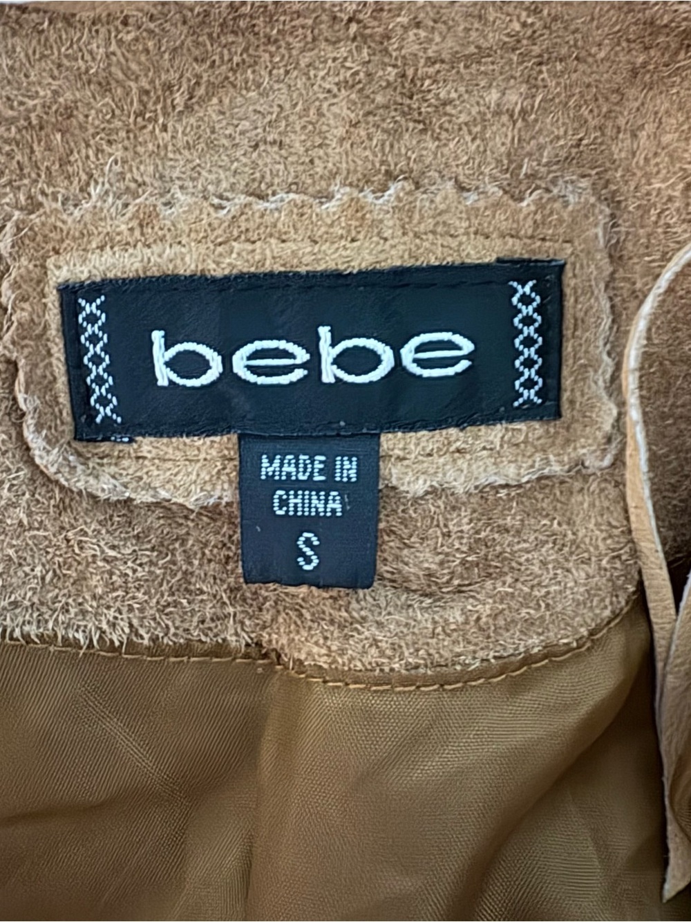 Vintage Bebe Brown Suede Fringe Penny Lane Duster Jacket Size Small Western Boho - Picture 3 of 4